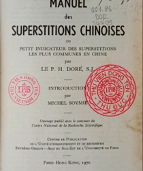 MANUEL DES SUPERSTITIONS CHINOISES