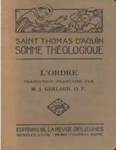 SOMME THÉOLOGIQUE: L'ORDRE. SUPPL. QUESTIONS  34-40