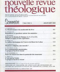 NOUVELLE REVUE THÉOLOGIQUE: TOME 118, N0 5, SEPTEMBRE-OCTOBRE 1996