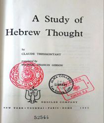 A STUDY OF HEBREW THOUGHT