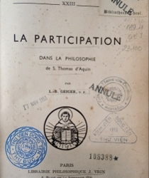 LA PARTICIPATION DANS LA PHILOSOPHIE DE S. THOMAS D'aquin