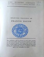 SELECTED WRITINGS OF FRANCIS BACON