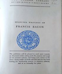 SELECTED WRITINGS OF FRANCIS BACON