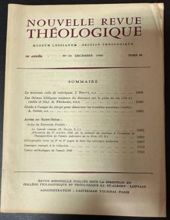 NOUVELLE REVUE THÉOLOGIQUE: TOME 82, NO 10, DECEMBRE 1960