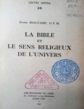 LA BIBLE ET LE SENS RELIGIEUX DE L'univers