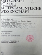 ZEITSCHRIFT FÜR DIE ALTTESTAMENTLICHE WISSENSCHAFT