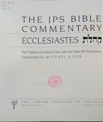 THE JPS BIBLE COMMENTARY: ECCLESIASTES קהלת