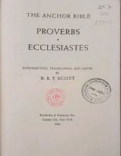 THE ANCHOR BIBLE: PROVERBS AND ECCLESIASTES