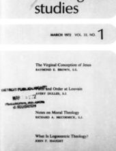 THEOLOGICAL STUDIES: MARCH 1972, VOL. 33, NO. 1