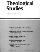 THEOLOGICAL STUDIES: MARCH 1983, VOL. 44, NO. 1