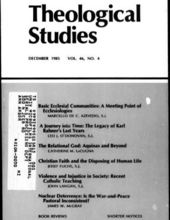 THEOLOGICAL STUDIES: DECEMBER 1985, VOL. 46, NO. 4