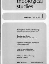 THEOLOGICAL STUDIES: MARCH 1978, VOL. 39, NO. 1