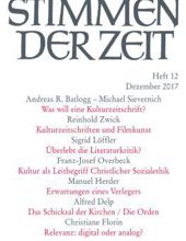 STIMMEN DER ZEIT: HEFT 12, FEBRUAR 2017