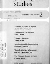 THEOLOGICAL STUDIES: JUNE 1973, VOL. 34, NO. 2