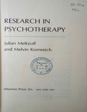 RESEARCH IN PSYCHOTHERAPY