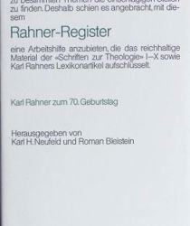 RAHNER - REGISTER