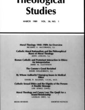 THEOLOGICAL STUDIES: MARCH 1989 , VOL. 50, NO. 1