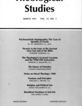 THEOLOGICAL STUDIES: MARCH 1991, VOL. 52, NO. 1