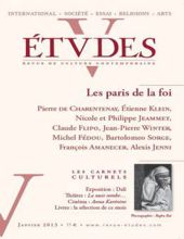 ÉTVDES: REVUE DE CULTURE CONTEMPORAINE: TOME 418, NO 1, JANVIER 2013