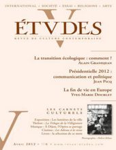 ÉTVDES: REVUE DE CULTURE CONTEMPORAINE: TOME 416, NO 4, AVRIL 2012