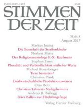 STIMMEN DER ZEIT: HEFT 8, AUGUST 2017