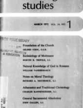 THEOLOGICAL STUDIES: MARCH 1973, VOL. 34, NO. 1