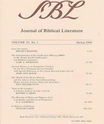 JOURNAL OF BIBLICAL LITERATURE: VOLUME 111, NO. 4, WINTER 1992