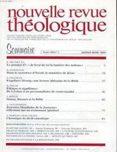 NOUVELLE REVUE THÉOLOGIQUE: TOME 120, N0 1, JANVIER-MARS 1998