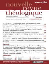 NOUVELLE REVUE THÉOLOGIQUE: TOME 138, N0 4, OCTOBRE-DÉCEMBRE 2016