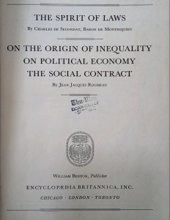 GREAT BOOKS: THE SPIRIT OF LAWS; ON THE ORIGIN OF INEQUALITY; ON POLITICAL ECONOMY; THE SOCIAL CONTRACT