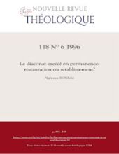 NOUVELLE REVUE THÉOLOGIQUE: TOME 118, N0 6, NOVEMBRE-DECEMBRE 1996