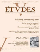 ÉTVDES: REVUE DE CULTURE CONTEMPORAINE: TOME 417, NO 1-2, JUILLET-AOUT 2012